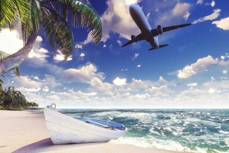 飛行機と海